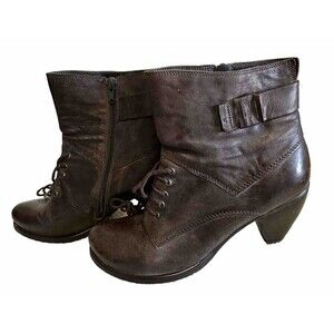 Fidji Italian Leather Women's Ankle Boots Brown Lace Ups Steam Punk 39 Combat